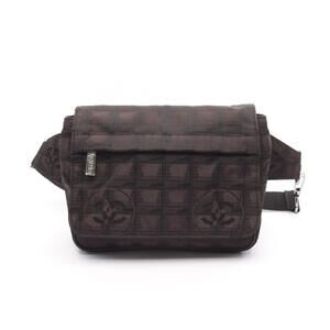 Chanel Travel Line Waist Bag Body Belt Crossbody Canvas Brown Black
